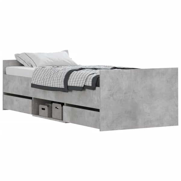vidaXL Sengeramme med hode- og fotgavl betonggrå 75x190 cm