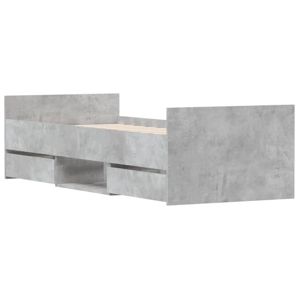 vidaXL Sengeramme med hode- og fotgavl betonggrå 75x190 cm