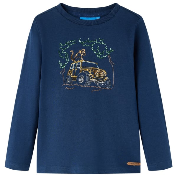 vidaXL Langærmet T-shirt til børn str. 104 marineblå