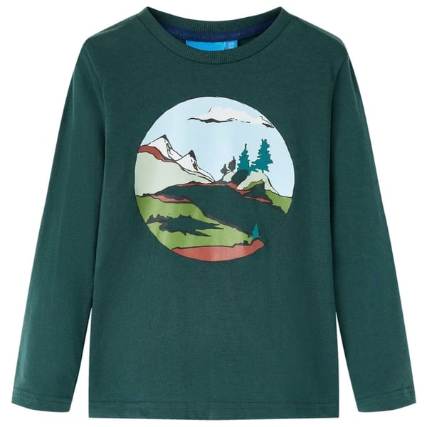 vidaXL Kid's T-shirt med långa ärmar mörkgrön 116
