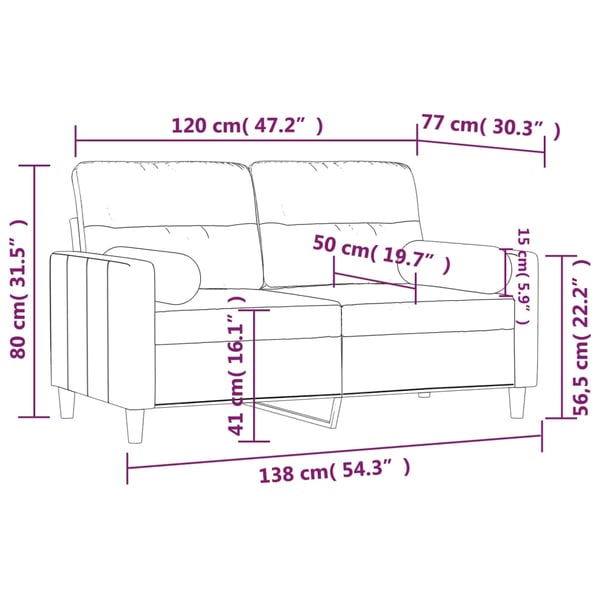 vidaXL 2-personers sofa med pyntepuder 120 cm stof sort