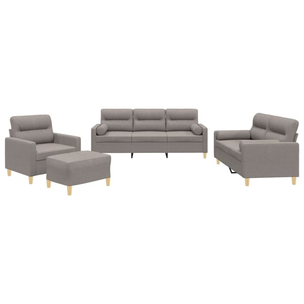 vidaXL sofasæt 4 dele med puder stof gråbrun