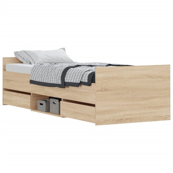 vidaXL Sengeramme med hode- og fotgavl sonoma eik 75x190 cm