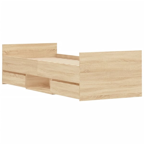 vidaXL Sengeramme med hode- og fotgavl sonoma eik 75x190 cm
