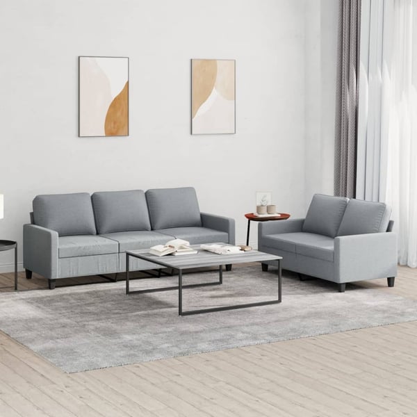 vidaXL sofasæt 2 dele med hynder stof lysegrå