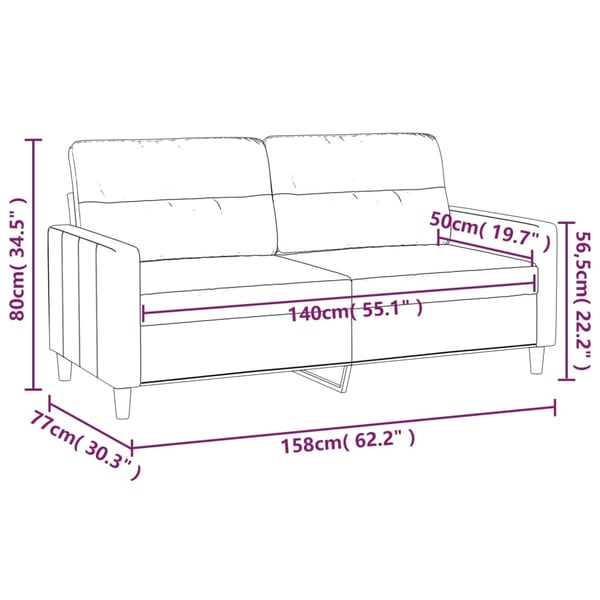 vidaXL 2-personers sofa 140 cm stof vinrød
