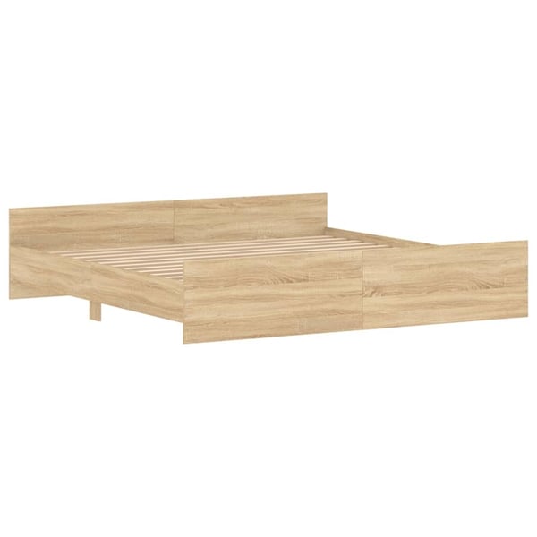 vidaXL Sengeramme med hode- og fotgavl sonoma eik 200x200 cm