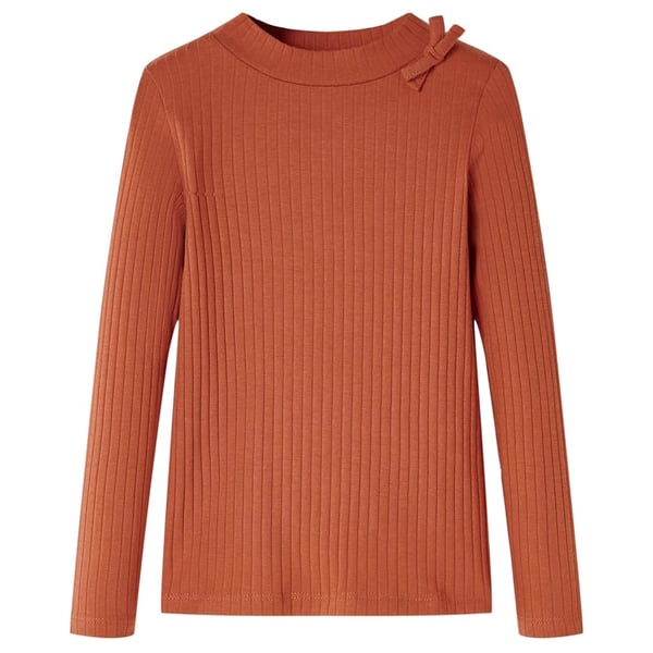 vidaXL Langærmet T-shirt til børn str. 104 cognacfarvet