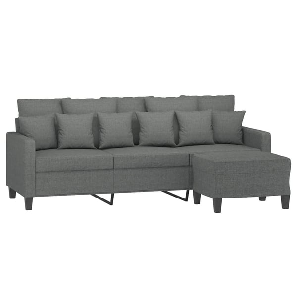 vidaXL 3-personers sofa med fodskammel 180 cm stof Mørkegrå