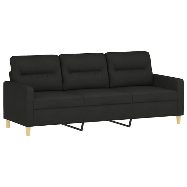 vidaXL 3-personers sofa med pyntepuder 180 cm stof sort