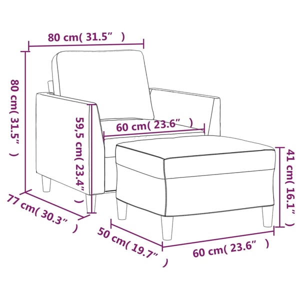 vidaXL sofastol med fodskammel 60 cm kunstlæder Cappuccino