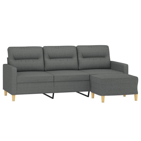 vidaXL 3-personers sofa med fodskammel 180 cm stof Mørkegrå