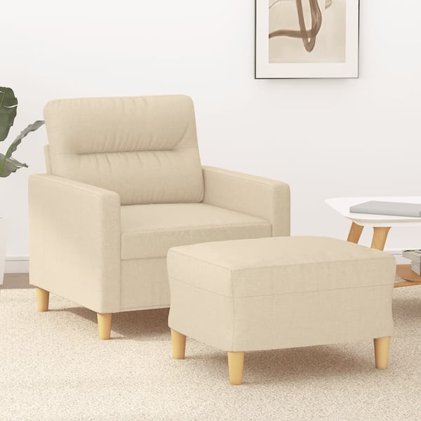 vidaXL sofastol med fodskammel 60 cm Stof cremefarvet