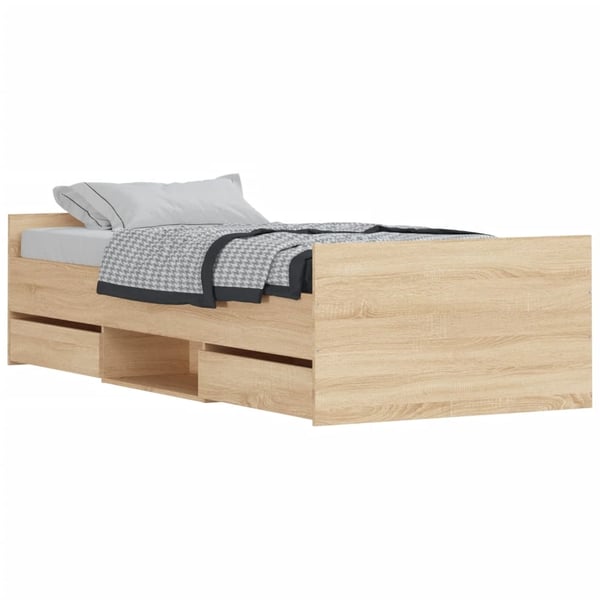 vidaXL Sengeramme med hode- og fotgavl sonoma eik 100x200 cm