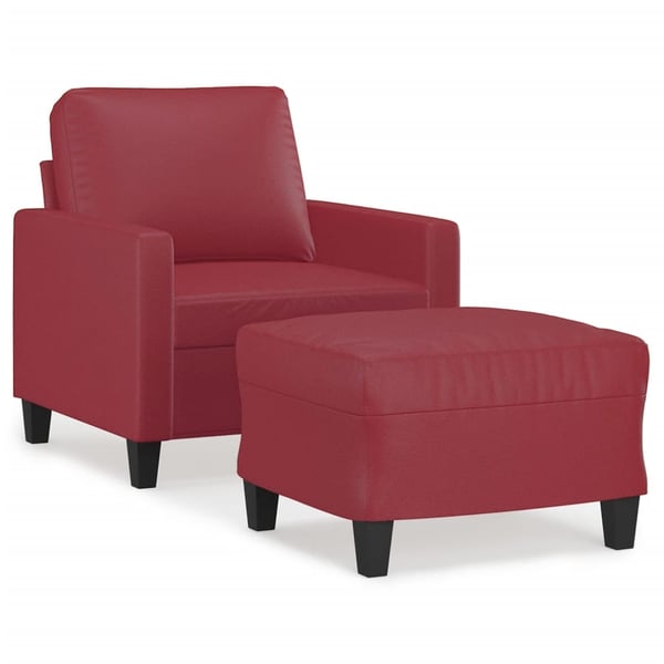 vidaXL sofastol med fodskammel 60 cm kunstlæder Vinrød