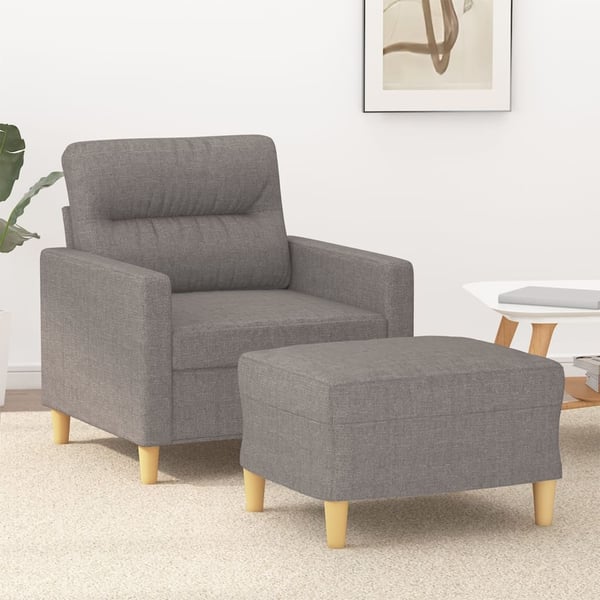 vidaXL sofastol med fodskammel 60 cm stof Gråbrun