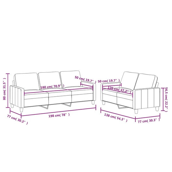 vidaXL sofasæt 2 dele med hynder kunstlæder sort