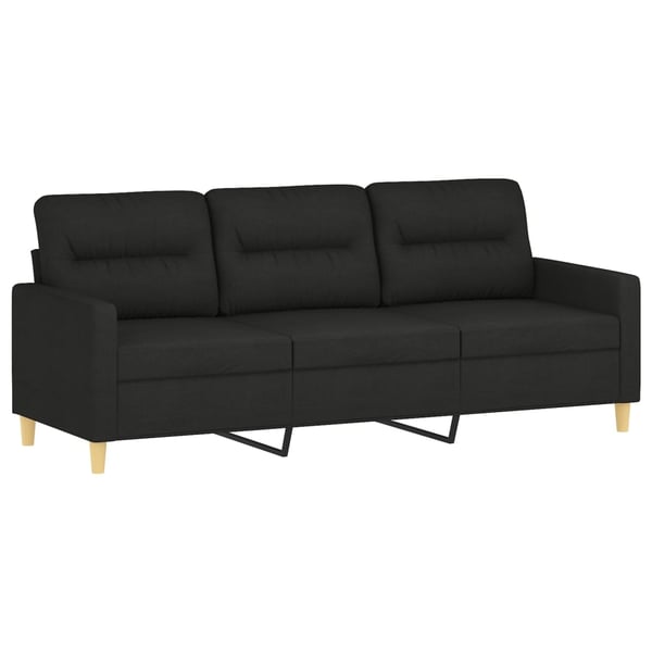 vidaXL sofasæt 3 dele med puder stof sort