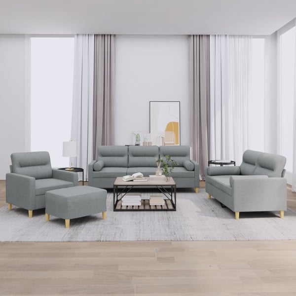 vidaXL sofasæt 4 dele med puder stof lysegrå