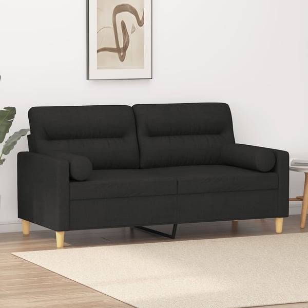 vidaXL 2-personers sofa med pyntepuder 140 cm stof sort