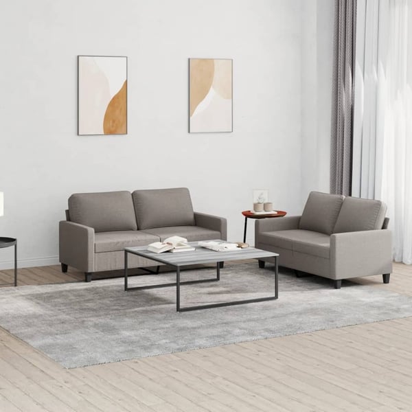 vidaXL sofasæt 2 dele med hynder stof gråbrun