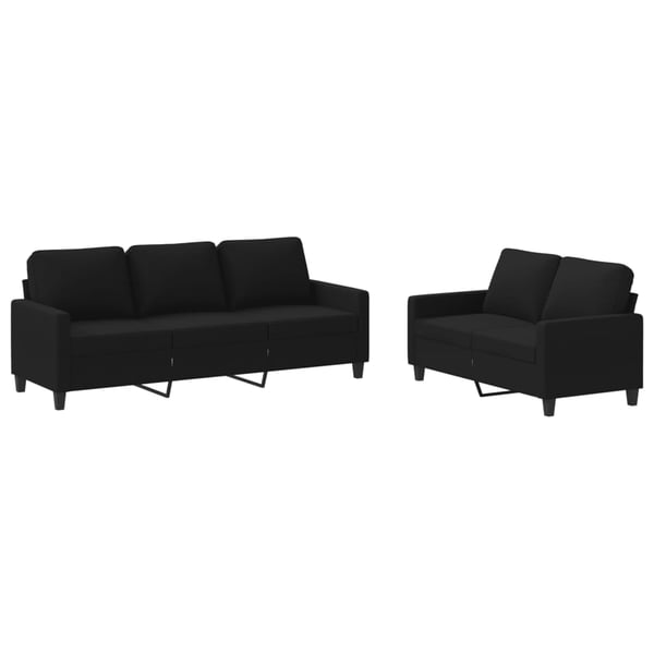 vidaXL sofasæt 2 dele med hynder stof sort