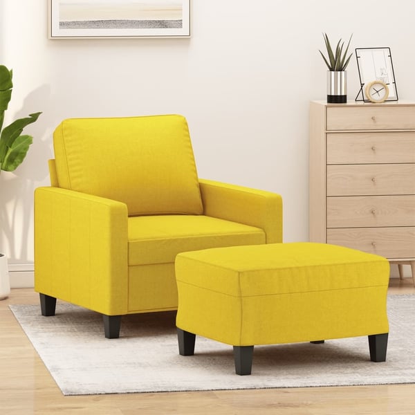 vidaXL sofastol med fodskammel 60 cm stof Lysegul
