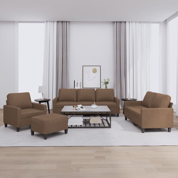 vidaXL sofasæt 4 dele med hynder stof brun
