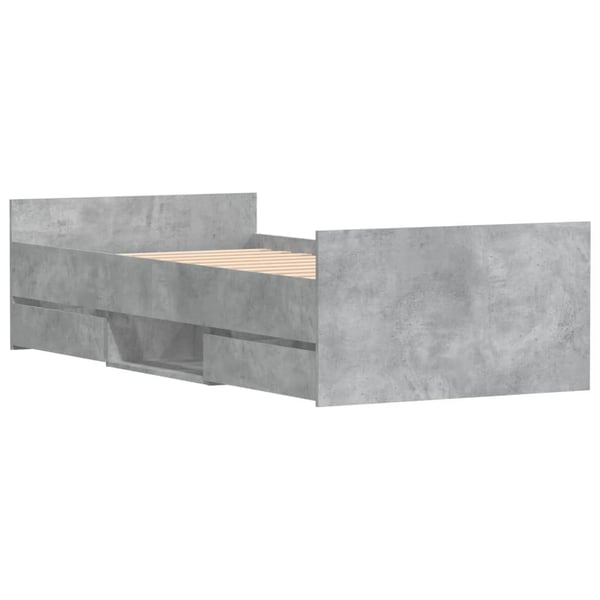 vidaXL Sengeramme med hode- og fotgavl betonggrå 90x200 cm
