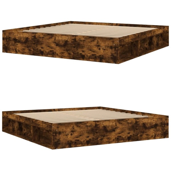vidaXL sengeramme 200x200 cm røget egetræsfarve