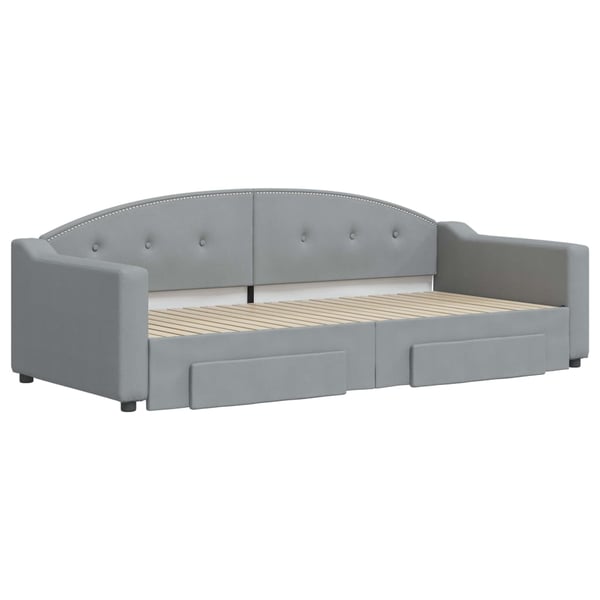 vidaXL daybed med udtræk og skuffer 90x200 cm stof lysegrå