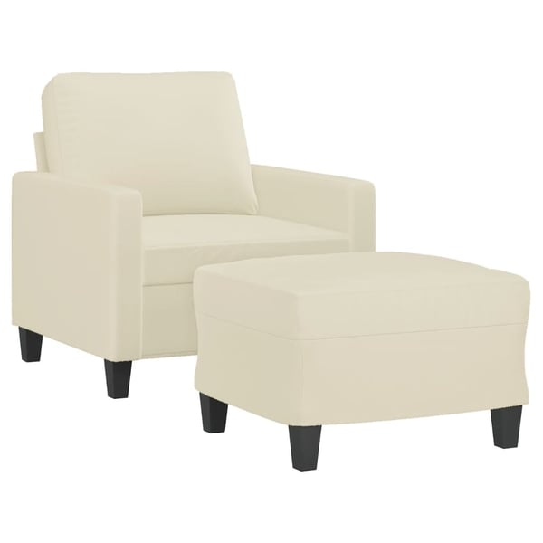 vidaXL sofastol med fodskammel 60 cm kunstlæder cremefarvet