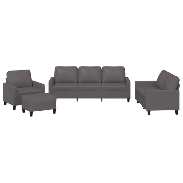 vidaXL sofasæt 4 dele med hynder kunstlæder grå