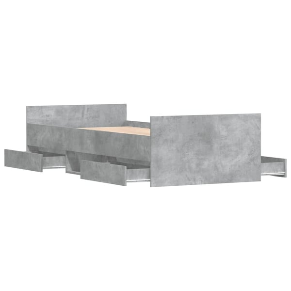 vidaXL Sengeramme med hode- og fotgavl betonggrå 100x200 cm