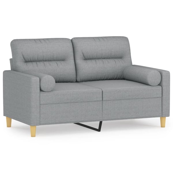 vidaXL 2-personers sofa med pyntepuder 120 cm stof lysegrå