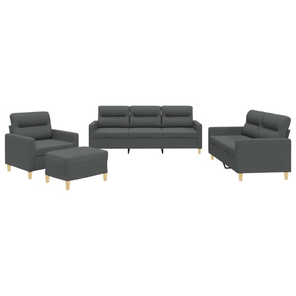vidaXL sofasæt 4 dele med hynder stof mørkegrå