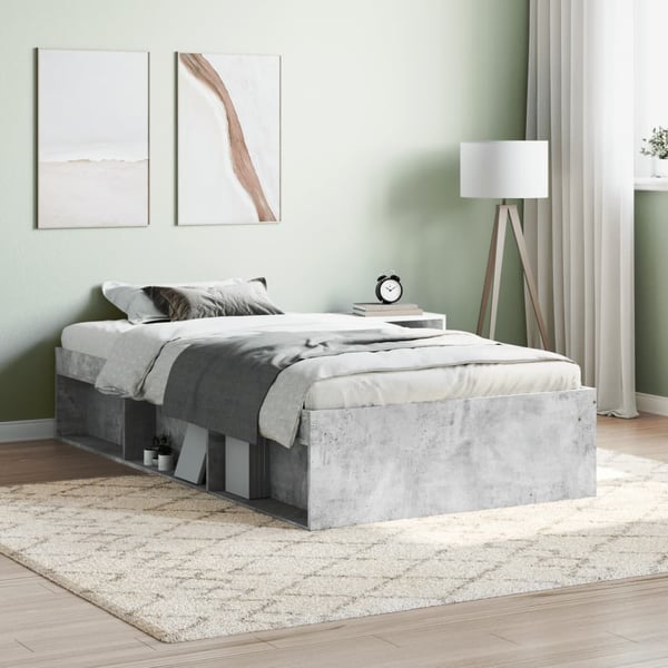 vidaXL Sengeramme betonggrå 90x190 cm