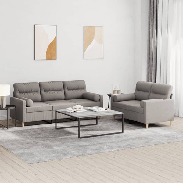 vidaXL sofasæt 2 dele med puder stof gråbrun