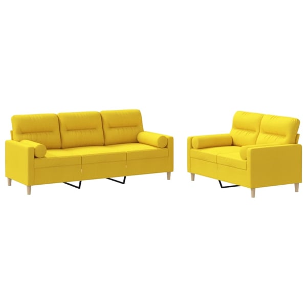 vidaXL sofasæt 2 dele med puder stof lysegul