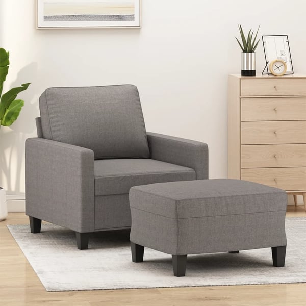 vidaXL sofastol med fodskammel 60 cm stof Gråbrun