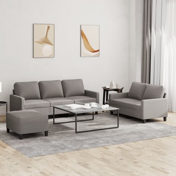 vidaXL sofasæt 3 dele med hynder stof gråbrun
