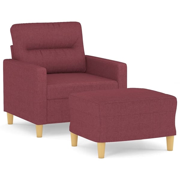 vidaXL sofastol med fodskammel 60 cm stof vinrød