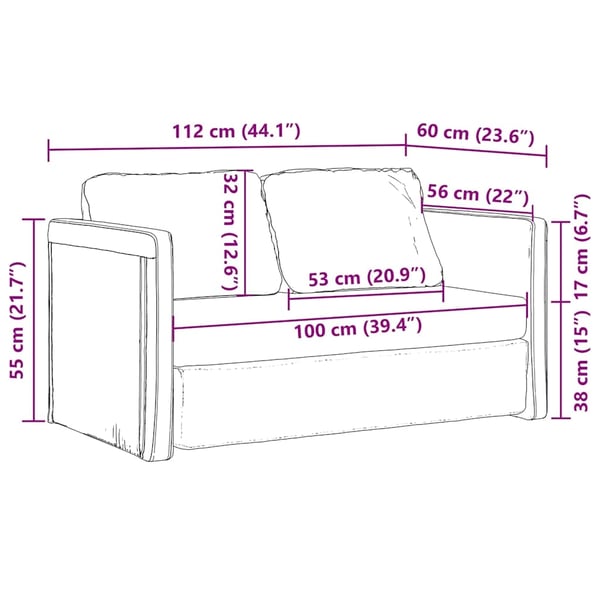 vidaXL 2-i-1 sovesofa 112x174x55 cm stof mørkegrå
