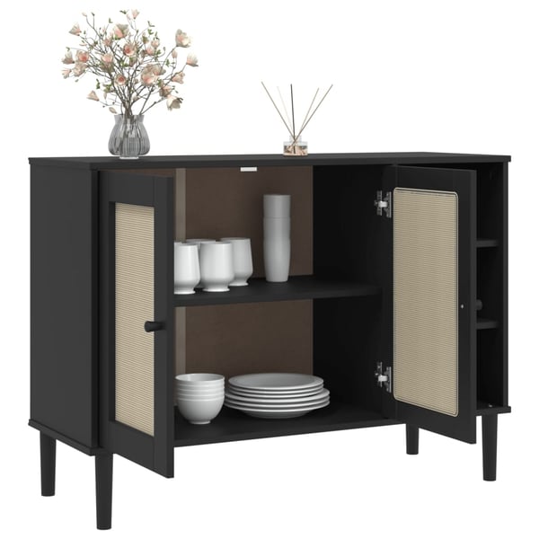 vidaXL Skjenk SENJA rotting utseende svart 112x40x80 cm heltre furu