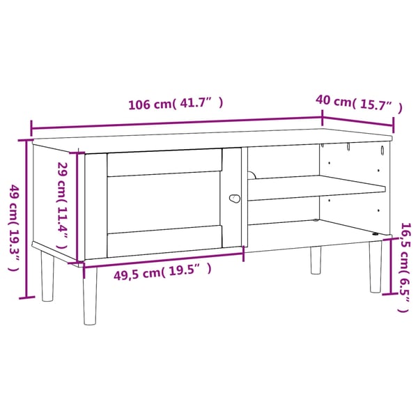 vidaXL TV-benk SENJA rotting-utseende brun 106x40x49 cm heltre furu