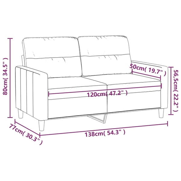 vidaXL 2-personers sofa 120 cm stof sort