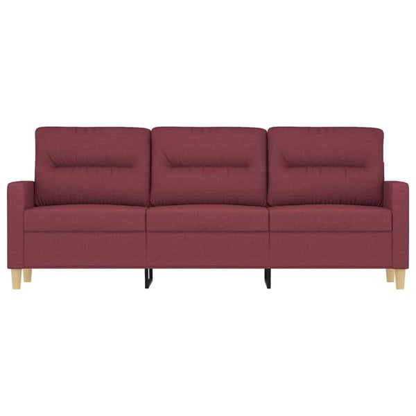 vidaXL 3-sitssoffa vinröd 180 cm tyg