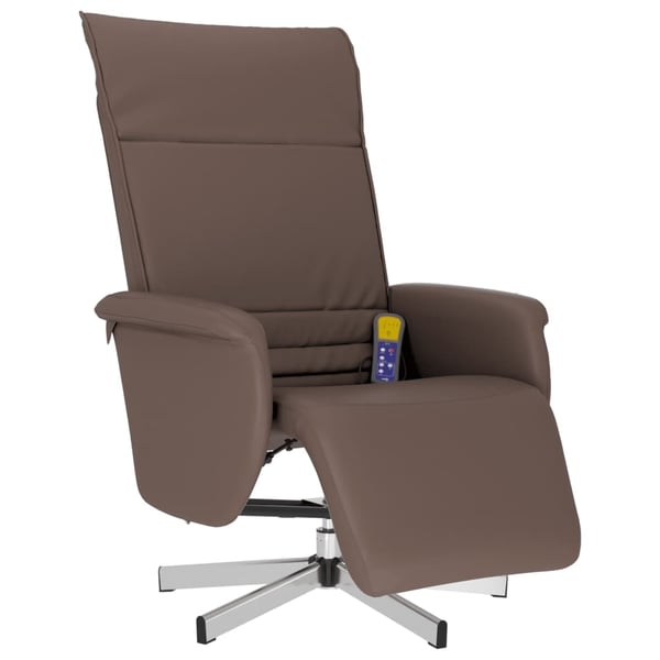vidaXL Reclinerfåtölj med fotstöd brun konstläder