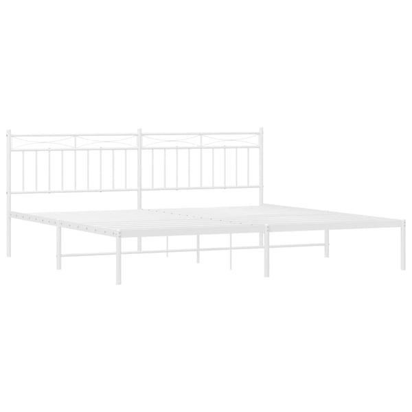 vidaXL Sengeramme i metall med hodegavl hvit 193x203 cm