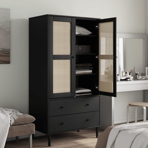 vidaXL Garderobe SENJA rotting utseende svart 90x55x175 cm heltre furu